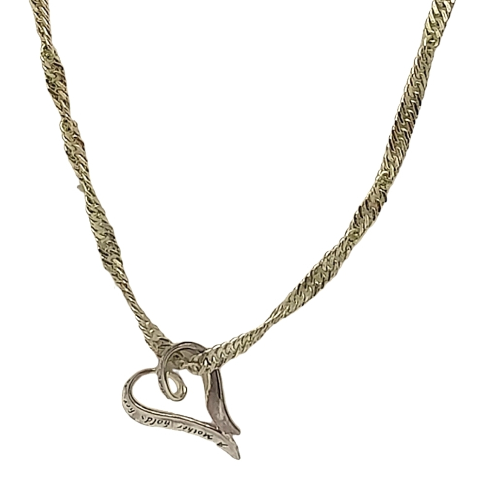 open heart pendant inscribed.